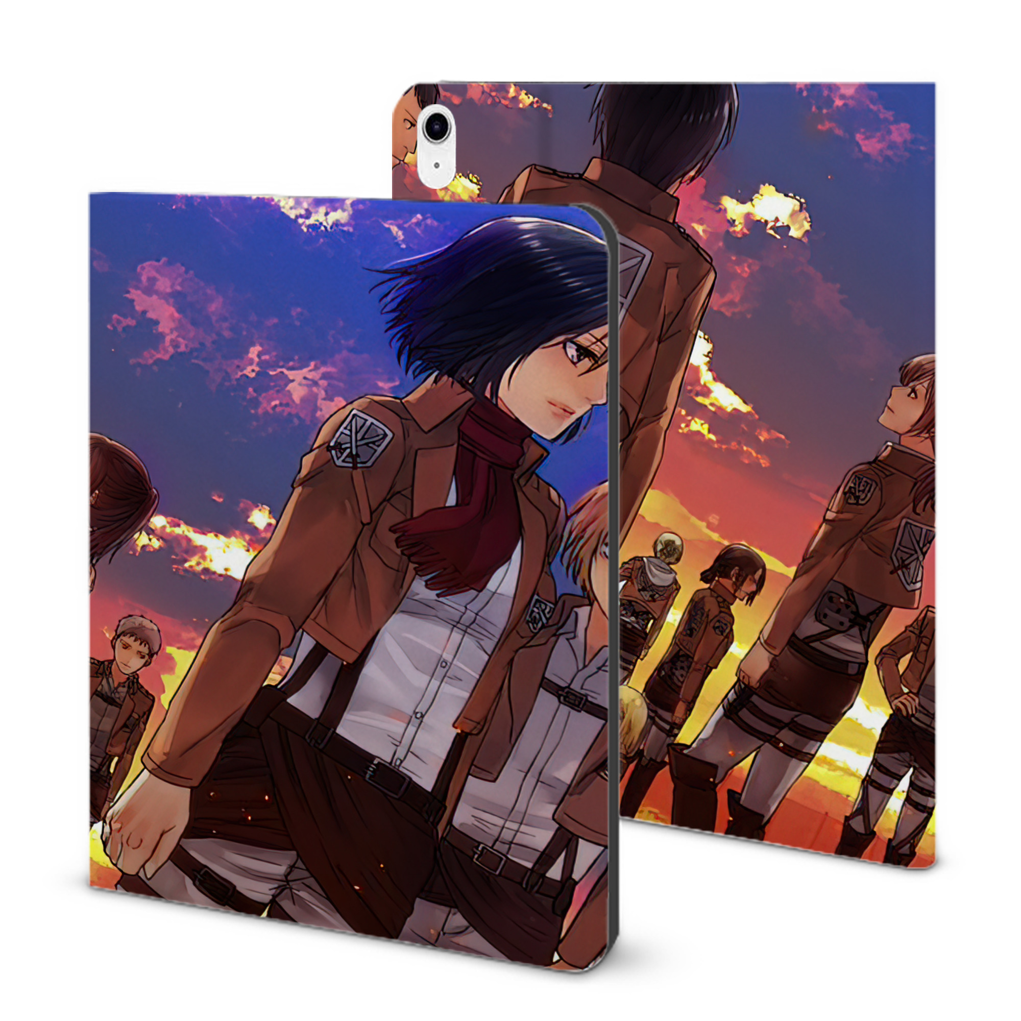 （画像用） 進撃の巨人 Attack on Titan IPad ケース ブック型 PUレザー TPU 耐衝撃 軽量 薄型 ペン収納なし 全面保護 IPad 各モデル対応